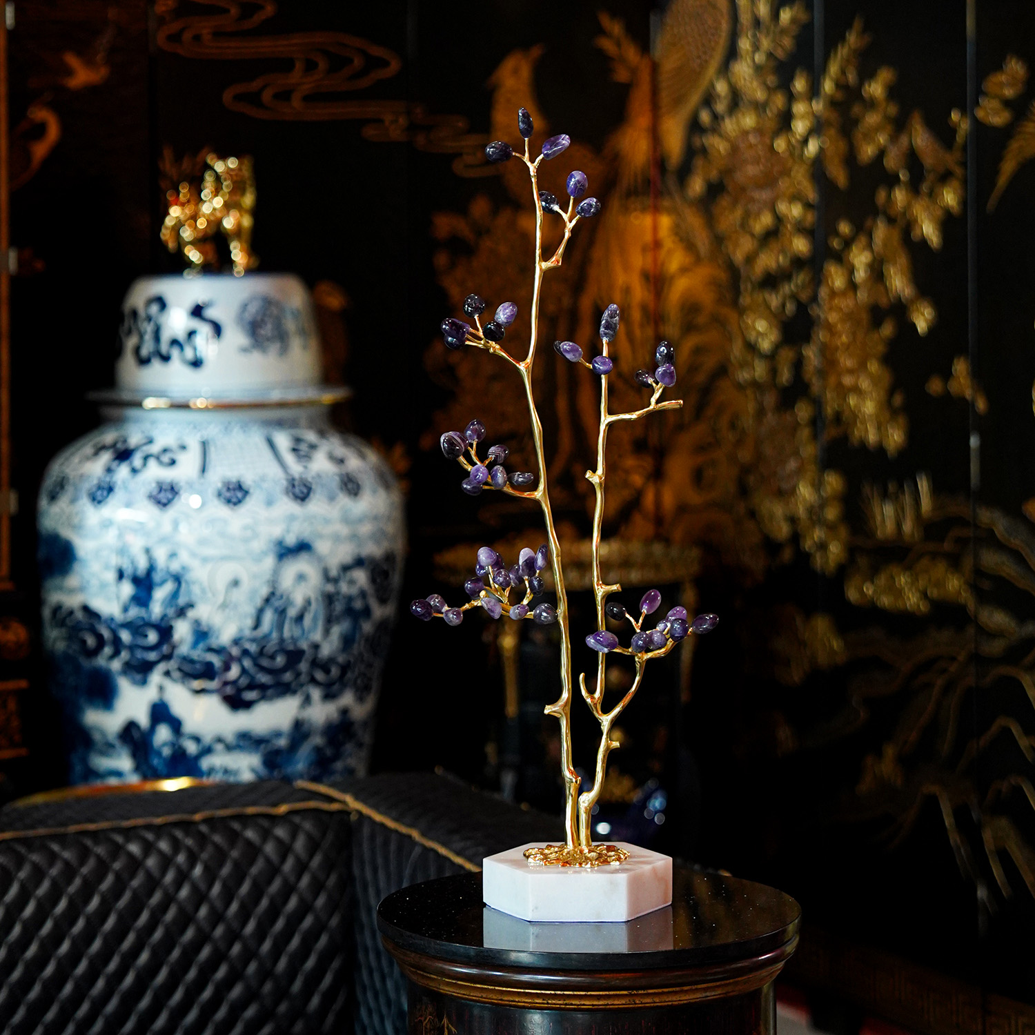 【本尼家】H06现代轻奢装饰紫晶树客厅电视柜摆设玄关摆件