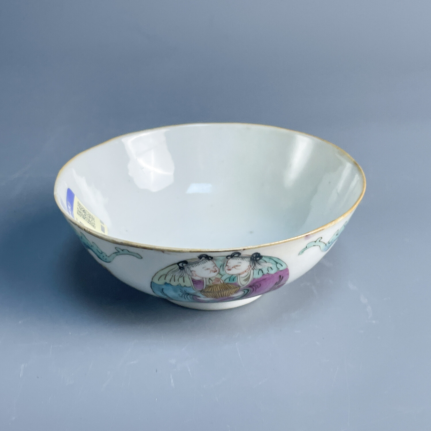 清同治粉彩一团和气福在眼前小碗-M25KP003C18