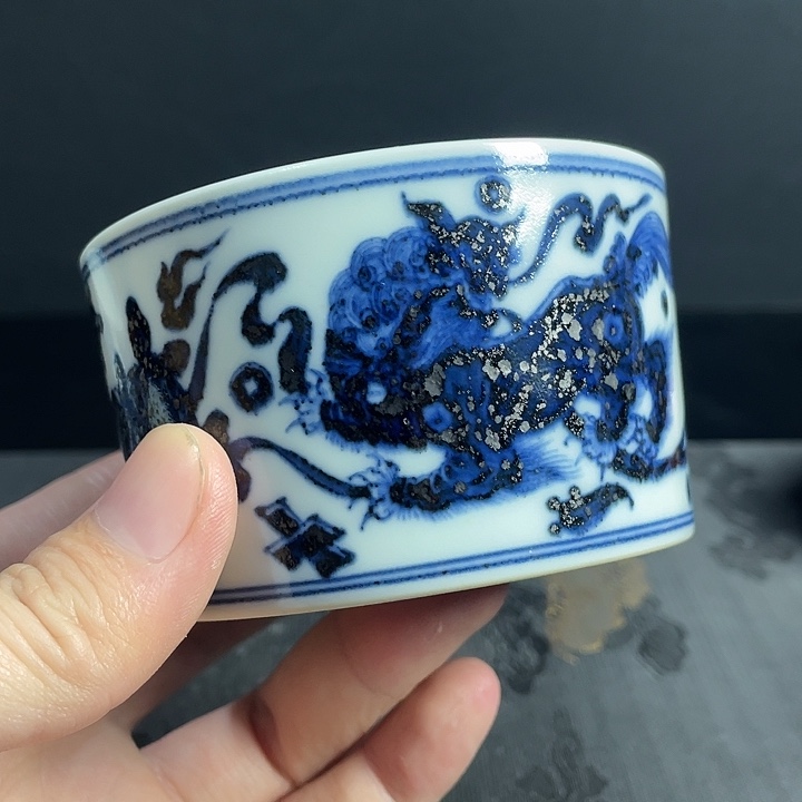 橙****青花釉里红主人杯
