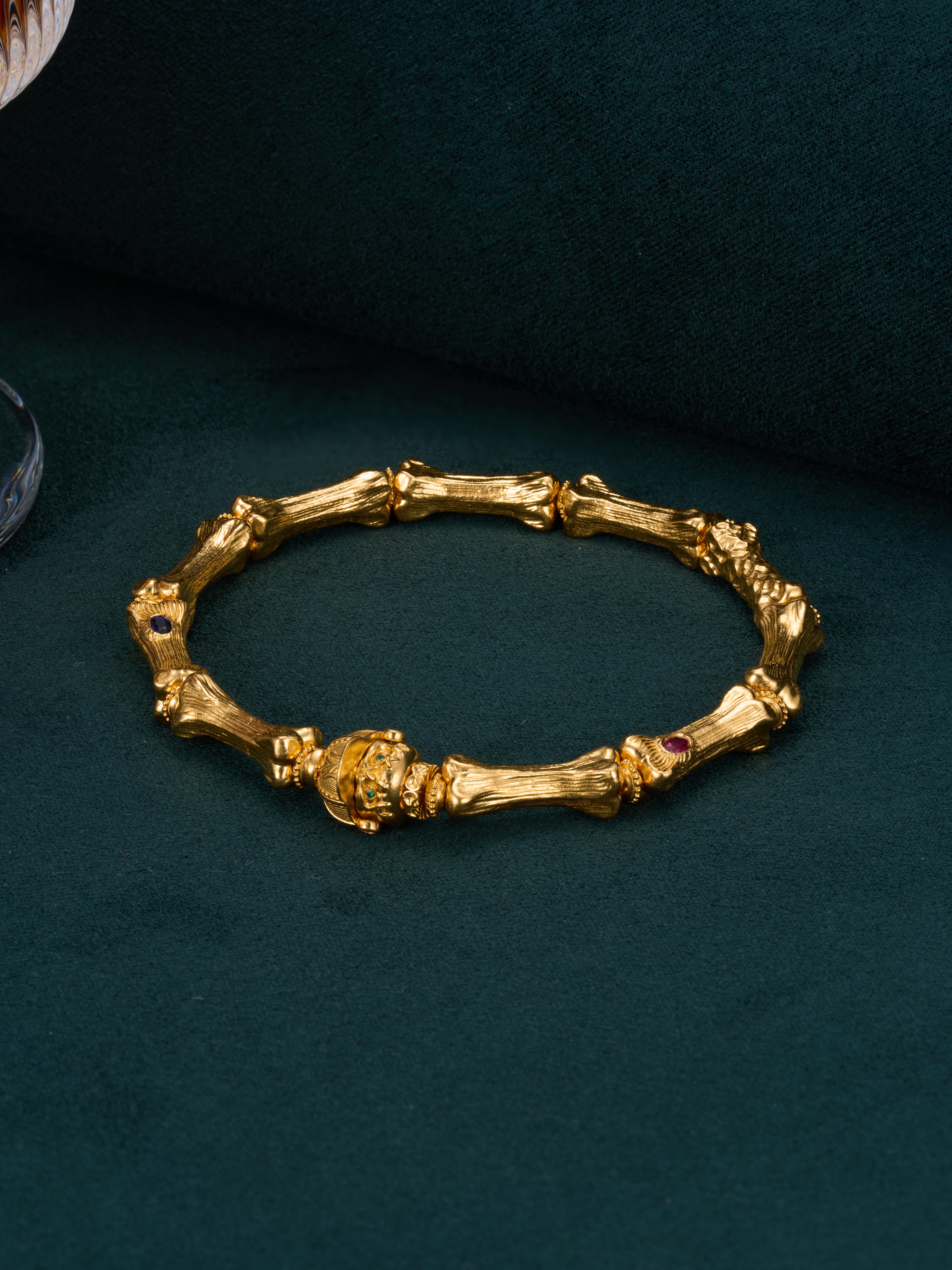 山海金臻品·足金999 棒球帽阿呆骨头手串 文玩配饰金重约26.93g