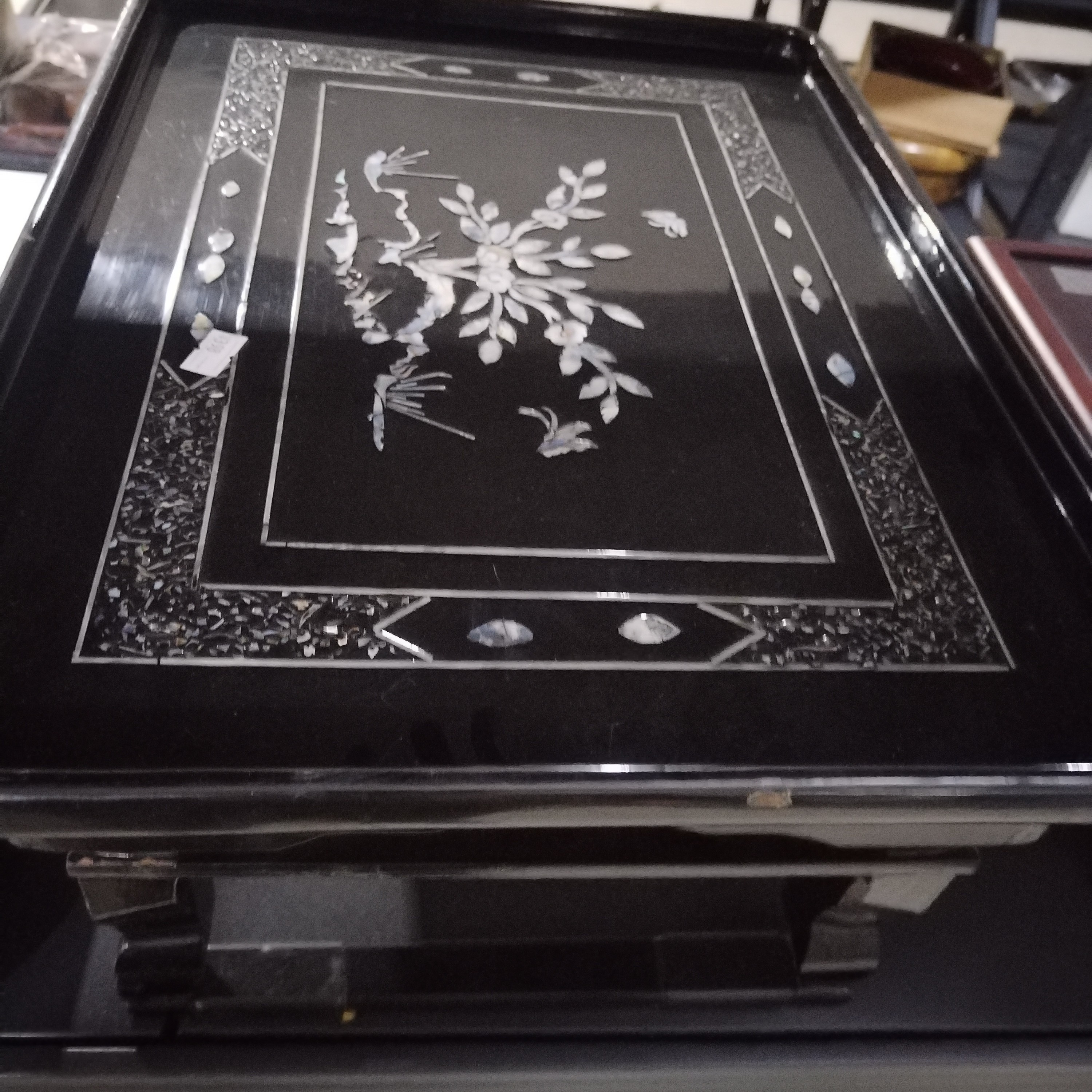 日本回流实木可折叠螺钿漆器茶台尺寸如图孤品不退不换介意勿拍