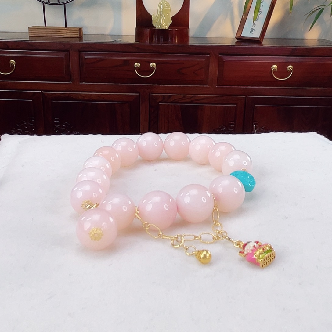 蛋白石手链18K金镶嵌粉澳宝13