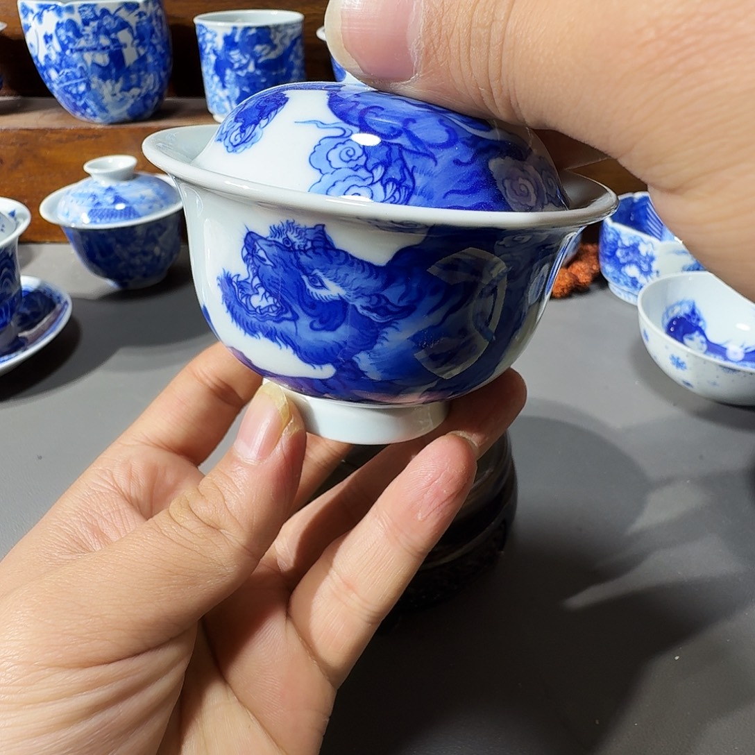 北***野泥塑盖碗手工手绘