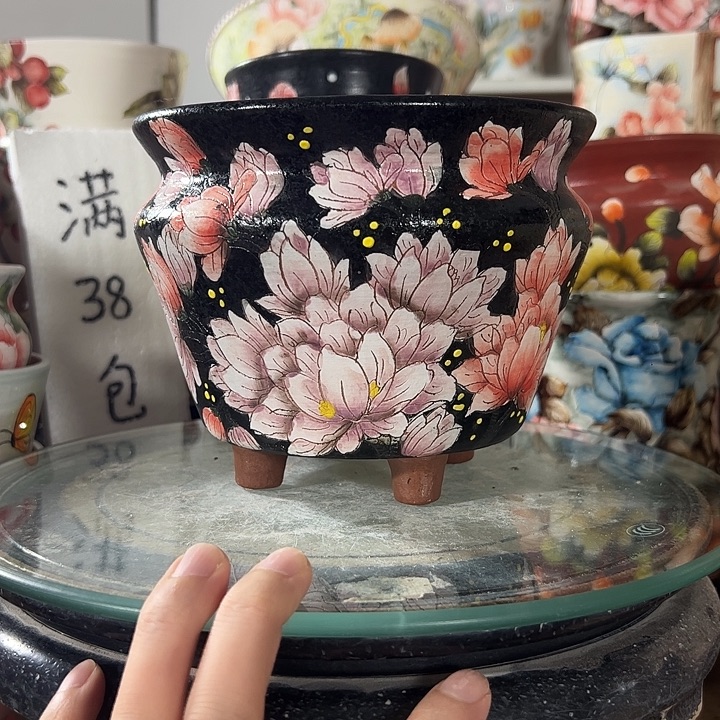 景德镇手绘花盆满38包邮偏远地区除外