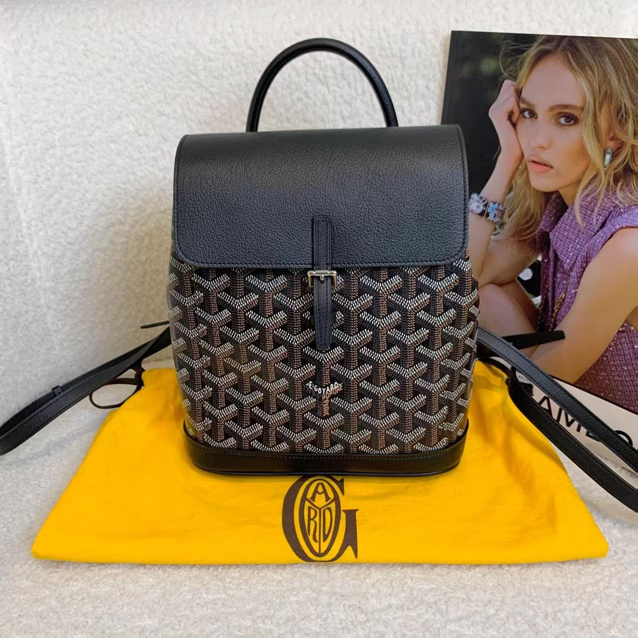 99新 Goyard 壹臻/黑色老花双肩包mini 21390823