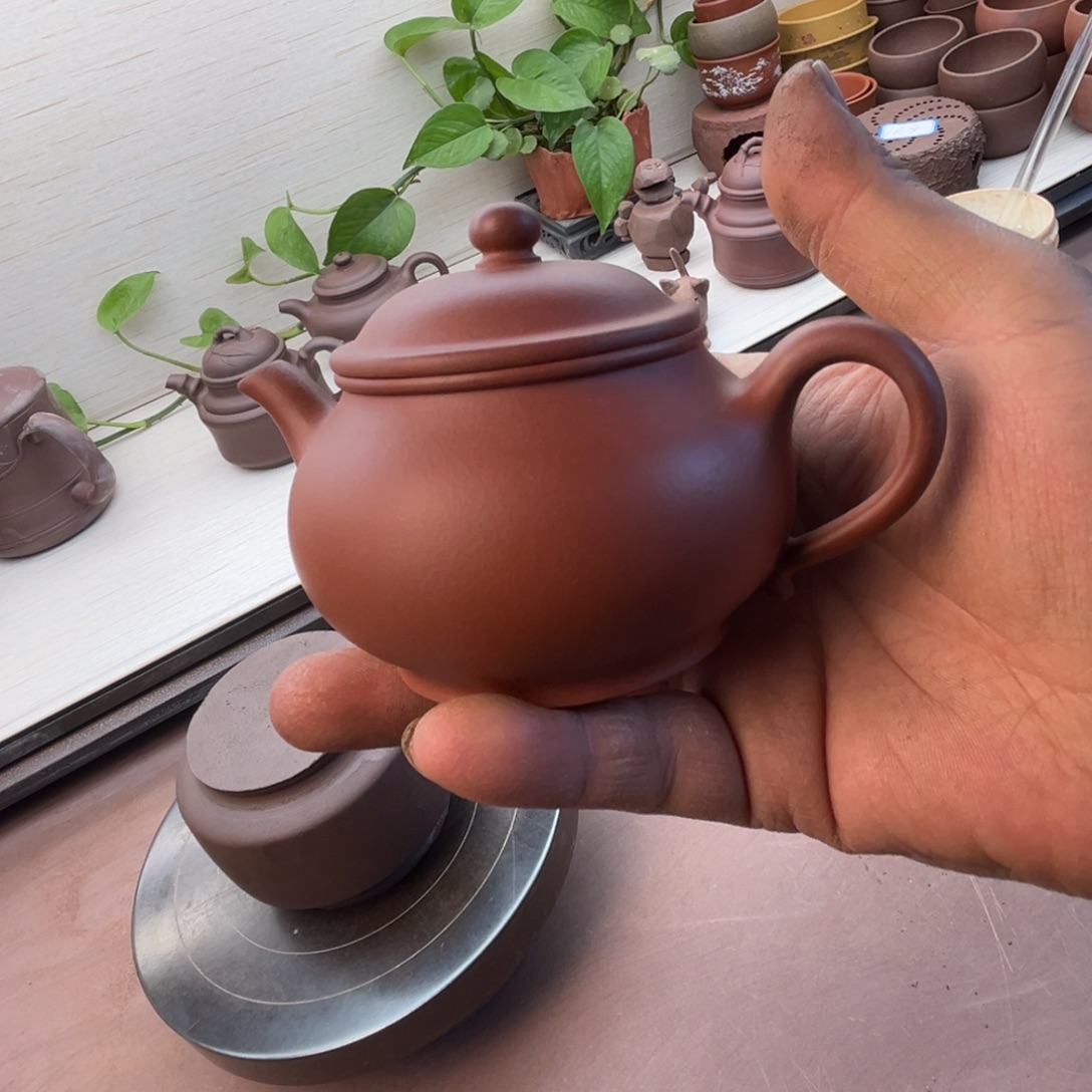 @***学茶壶紫砂矮潘红泥微瑕特价160毫升