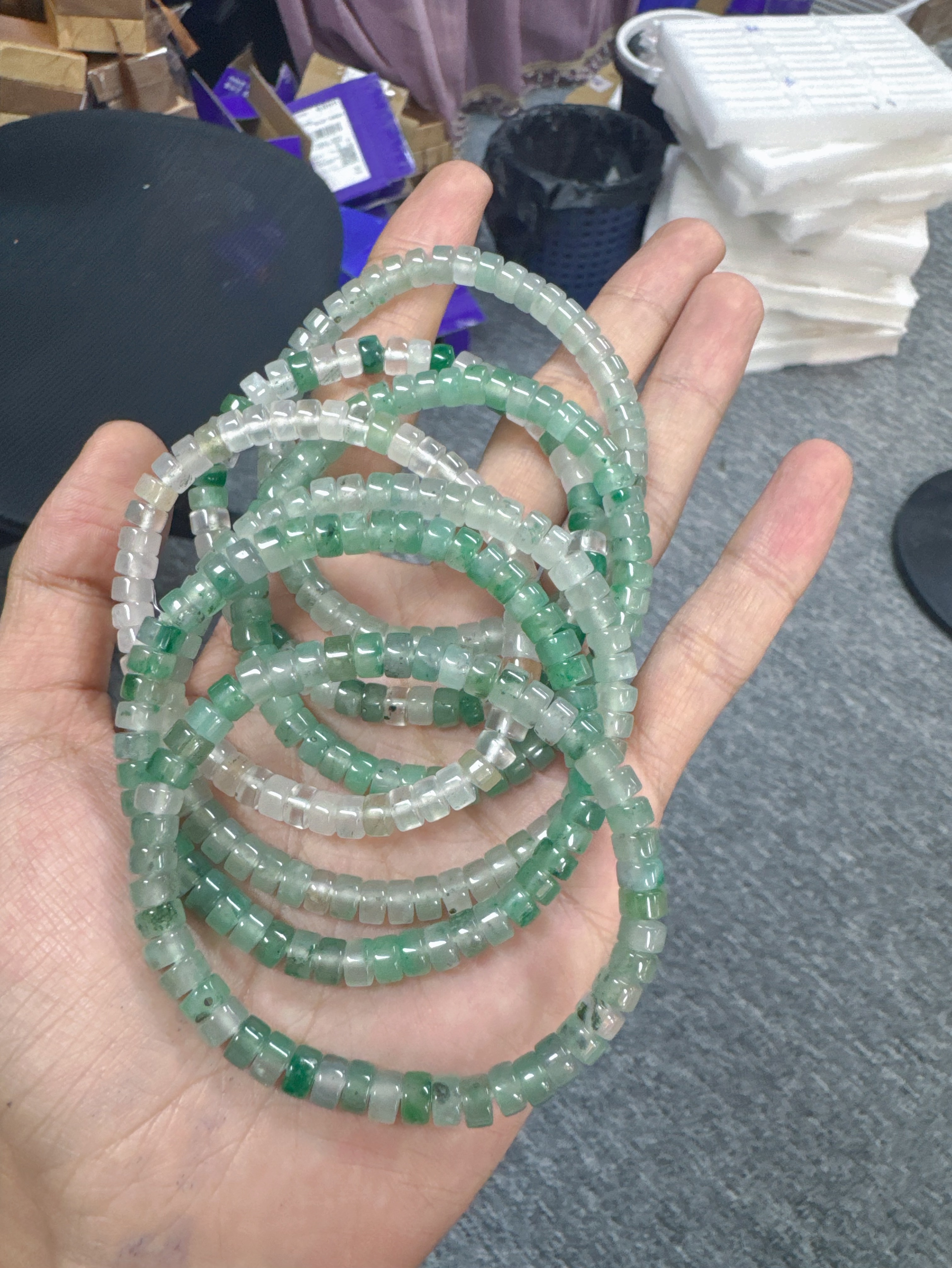天然非洲翠药片珠手串-多样性发其一