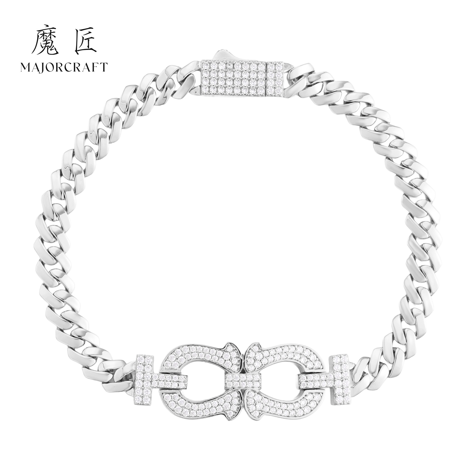 魔匠 925银莫桑石手链 原创马蹄银手链轻奢马年本命年圣诞礼物