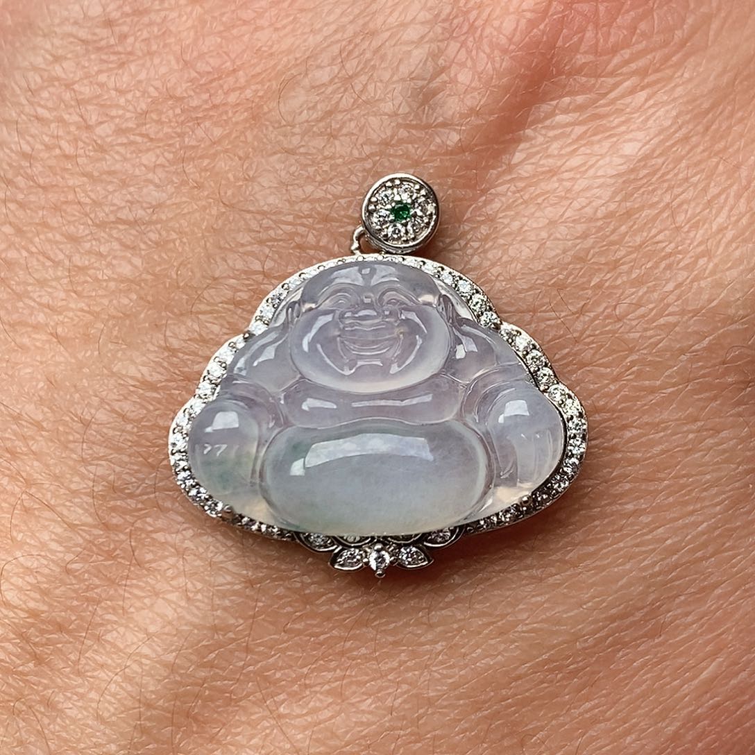 翡翠颈饰银S925镶嵌佛公