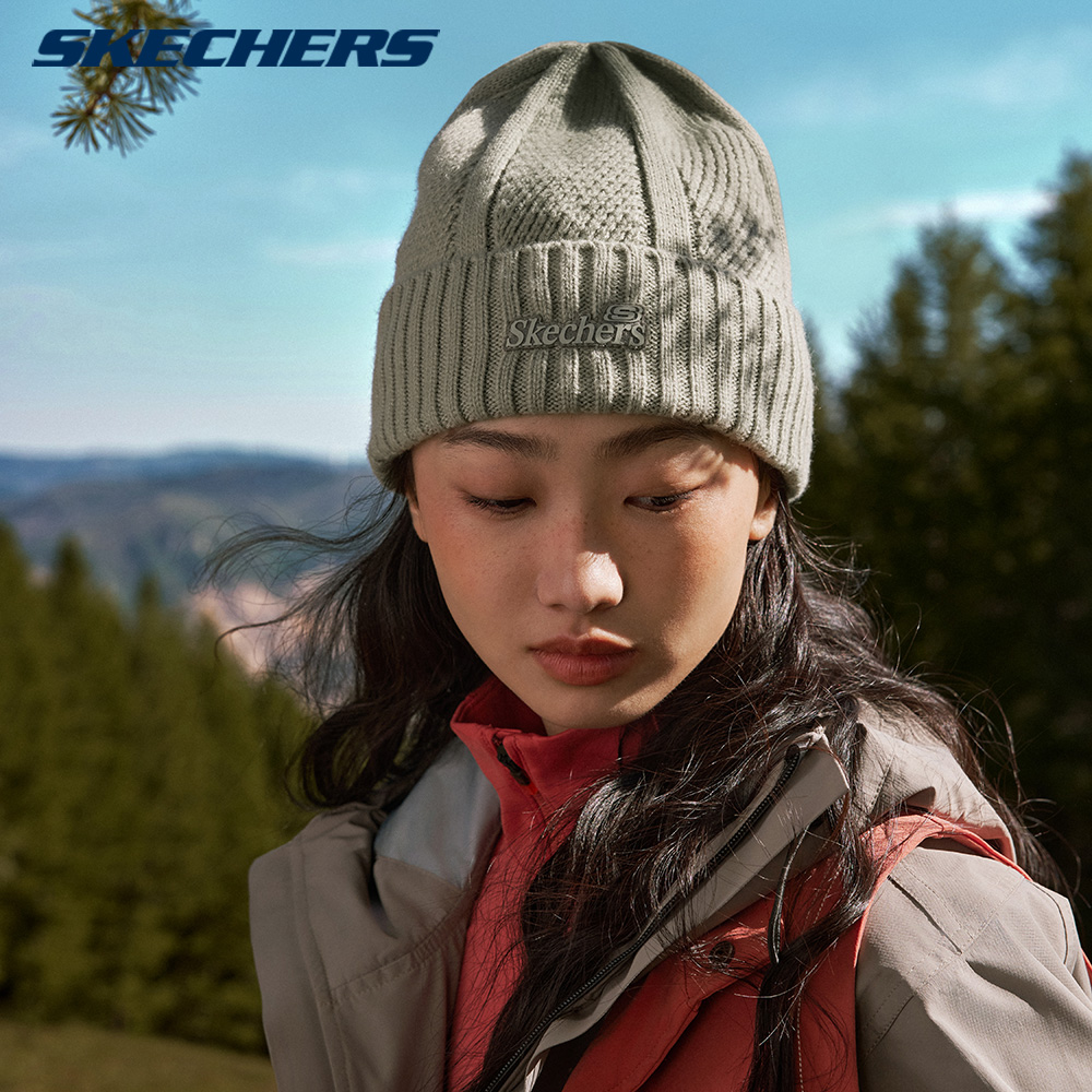 斯凯奇官方男女同款秋冬针织帽保暖运动帽子毛线帽L424U088