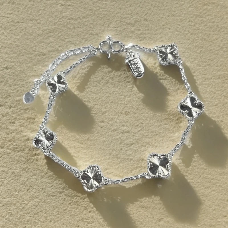 足银脚链 轻奢幸运草四叶草百搭脚链
