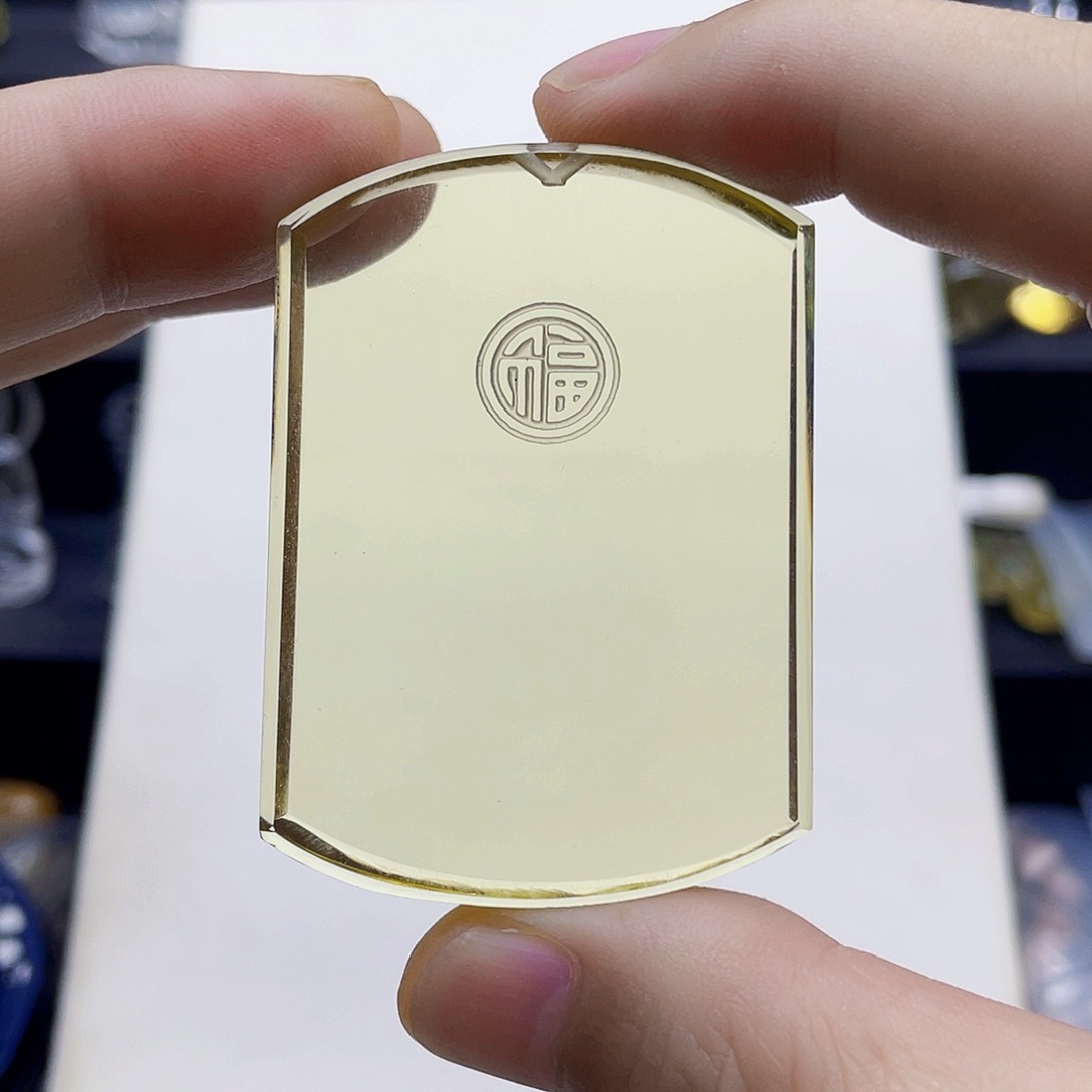 颈饰未镶嵌水晶黄水晶福运当头平安牌