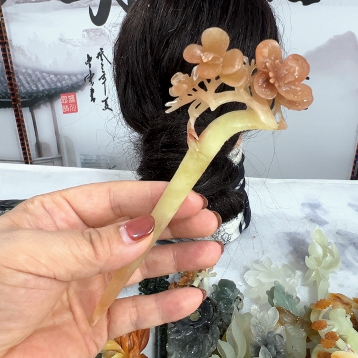 定制蛇纹石玉毛货发饰