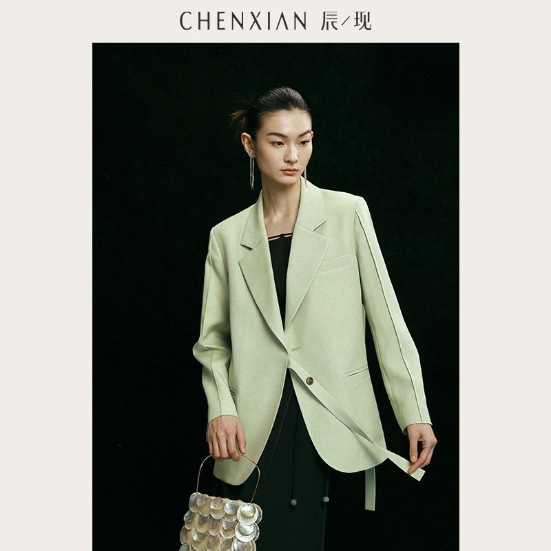 CHENXIAN辰现花纱华尔兹抗皱西装高级感收腰休闲西服小个子外套女