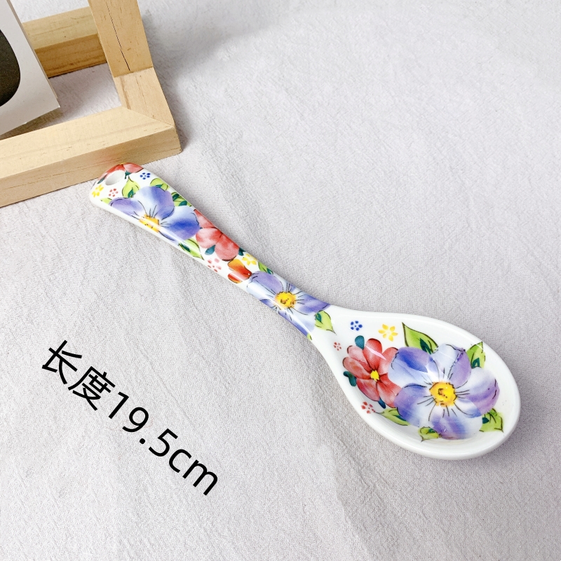 【欧礼】紫荆花园系列勺子海外款家用陶瓷勺