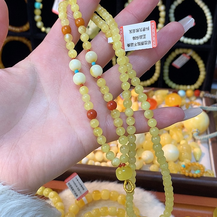 琥珀手链未镶嵌蜜蜡吊坠项链