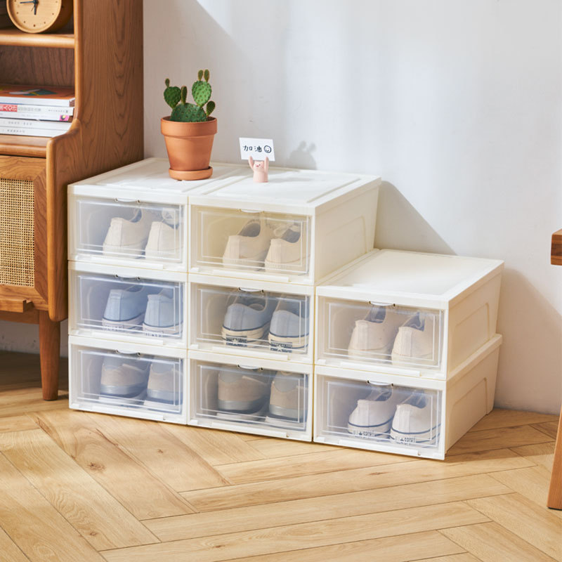 包邮加厚叠加透明鞋盒源头工厂塑料翻盖抽屉式家居用品收纳盒鞋柜