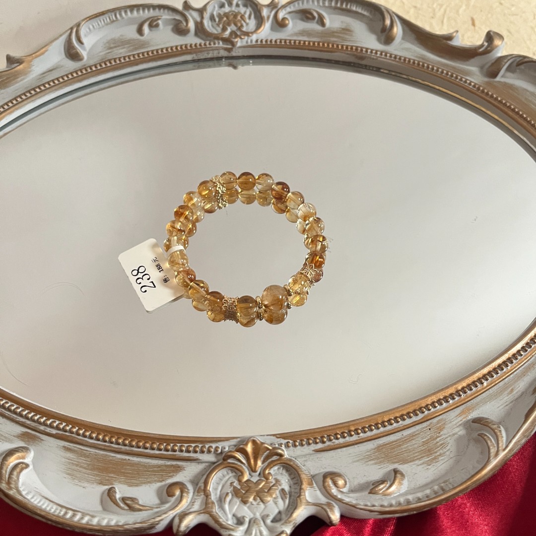 天然水晶手串 黄水晶手串 DIY 238
