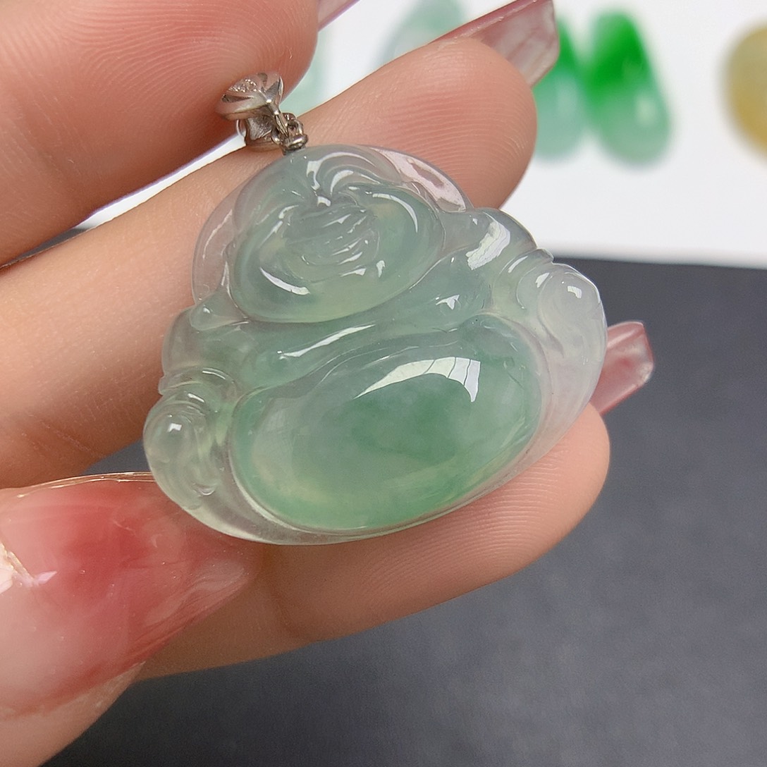 翡翠颈饰18K金镶嵌佛公
