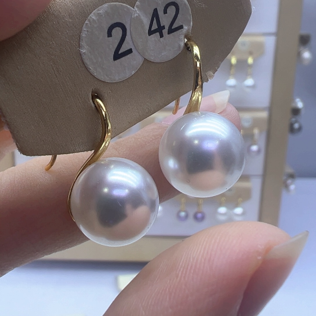银S925镶嵌淡水珍珠耳饰