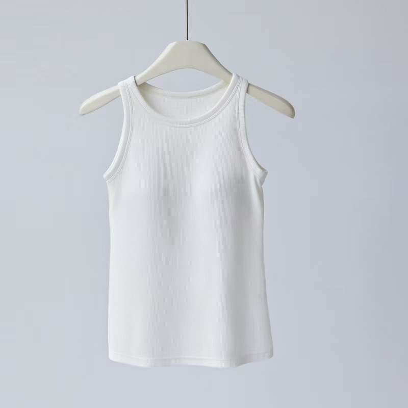 春夏秋三季带胸垫工字背心女薄款透气大地内搭莫代尔两色背心/