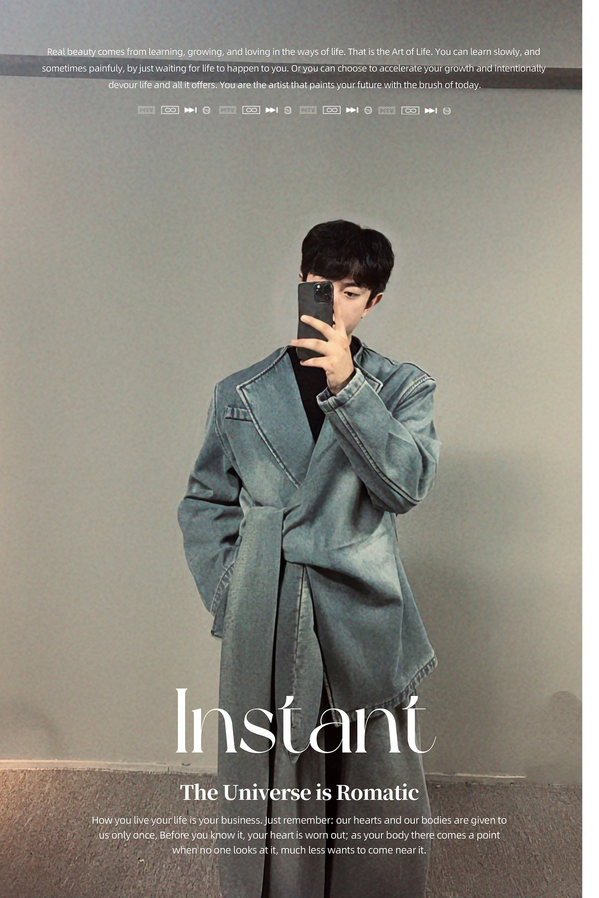 MUHE  原创情侣加绒款腰绳设计款原色牛仔套装！998-1