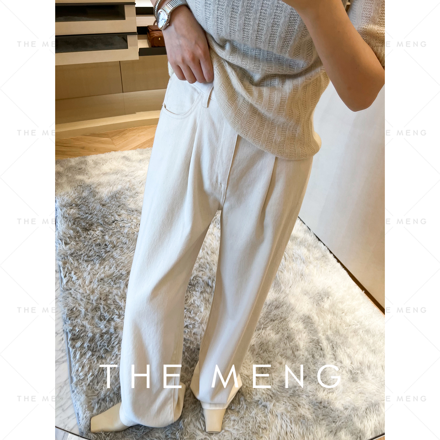 THE MENG【喜爷】新疆棉气质直筒设计感牛仔裤#KZ2713
