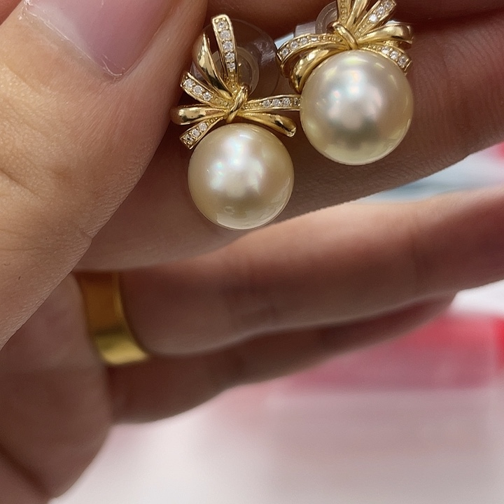 耳饰银S925镶嵌海水珍珠