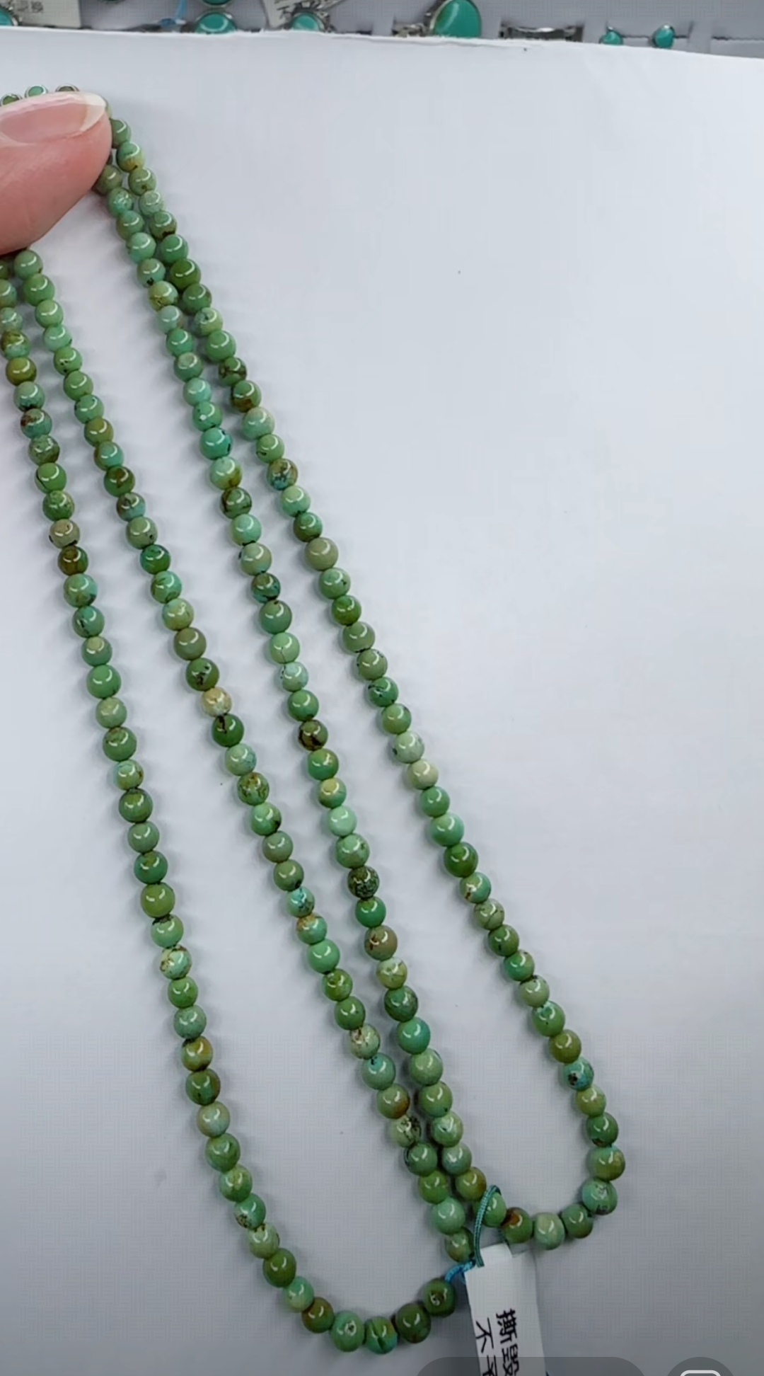天然原矿绿松石米珠链