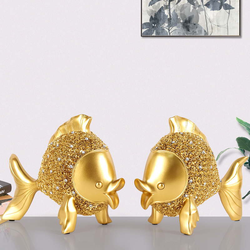 招财金鱼摆件轻奢高档卧室创意现代简约办公室客厅酒柜家居装饰品