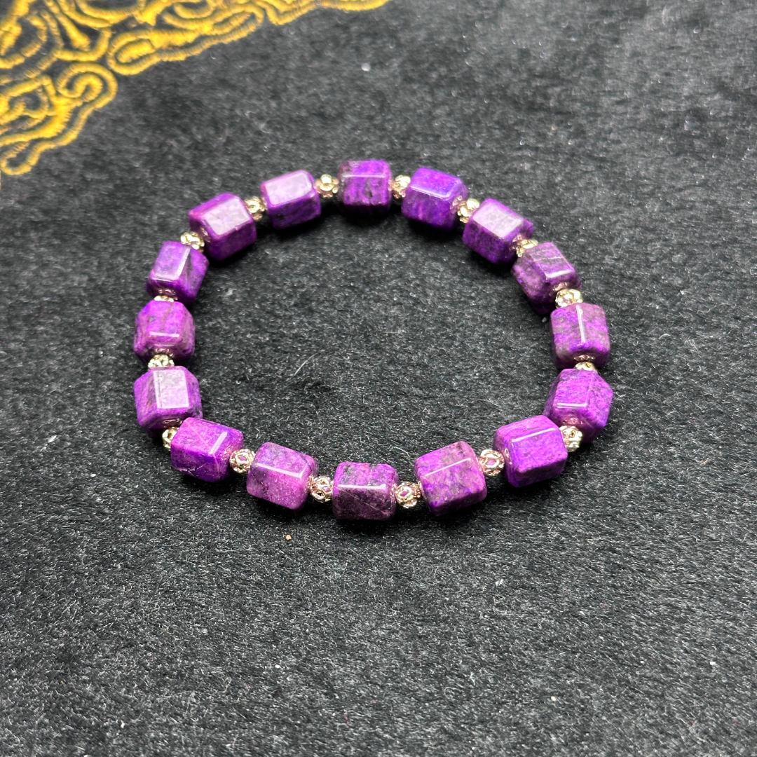 【唐艺】L44主播推荐款轻奢风常规紫色棱柱手串多样性发一件奇石