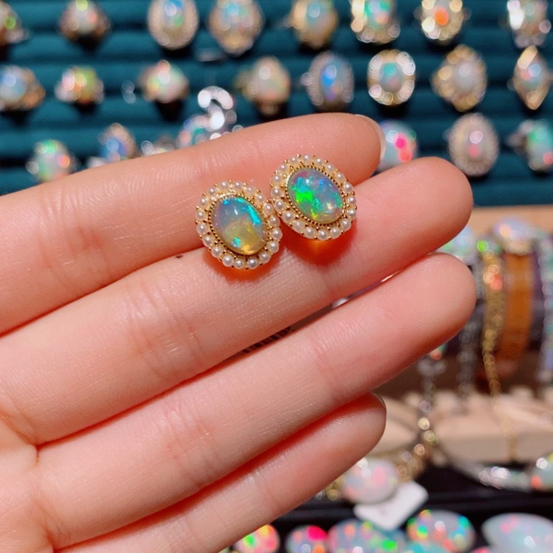 欧泊欧泊耳饰银S925镶嵌