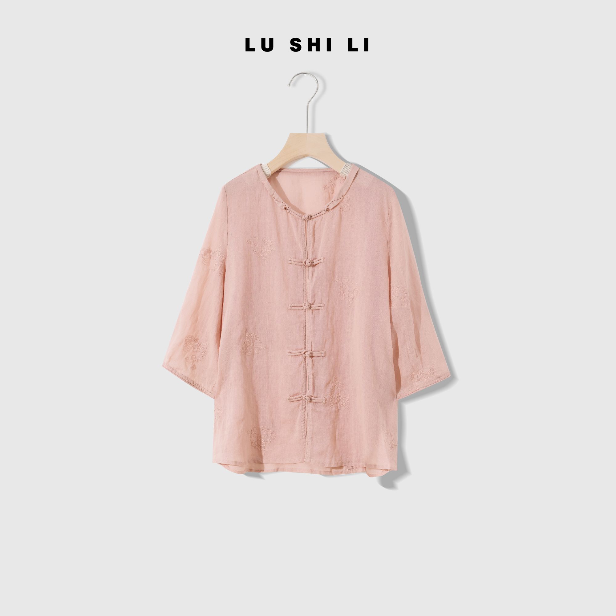 LUSL鹭十里【浅夏】100%苎麻/夏季新中式刺绣百搭气质衬衫50611