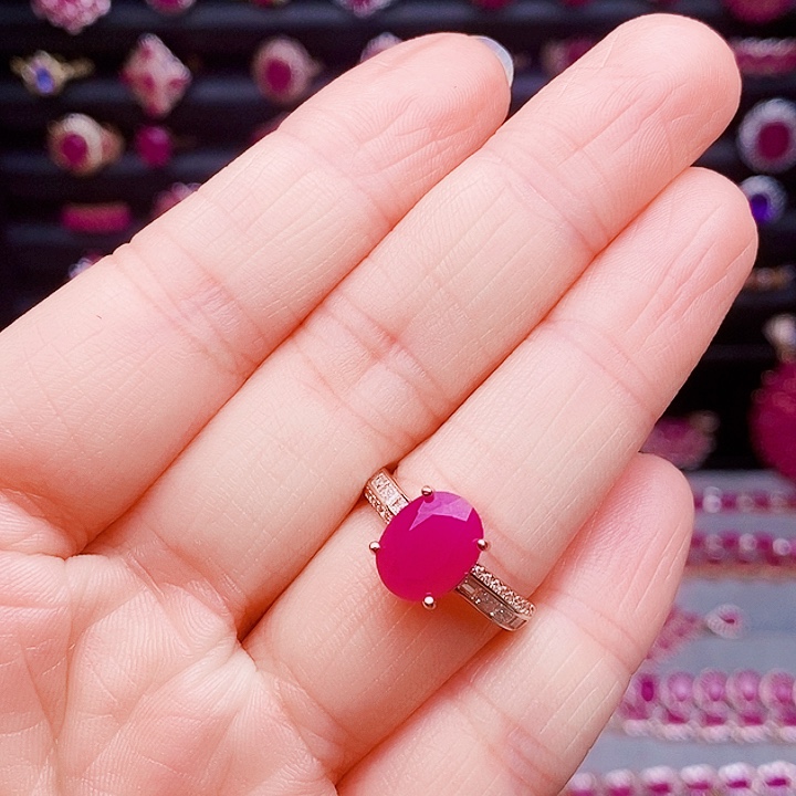 银S925镶嵌戒指红宝石