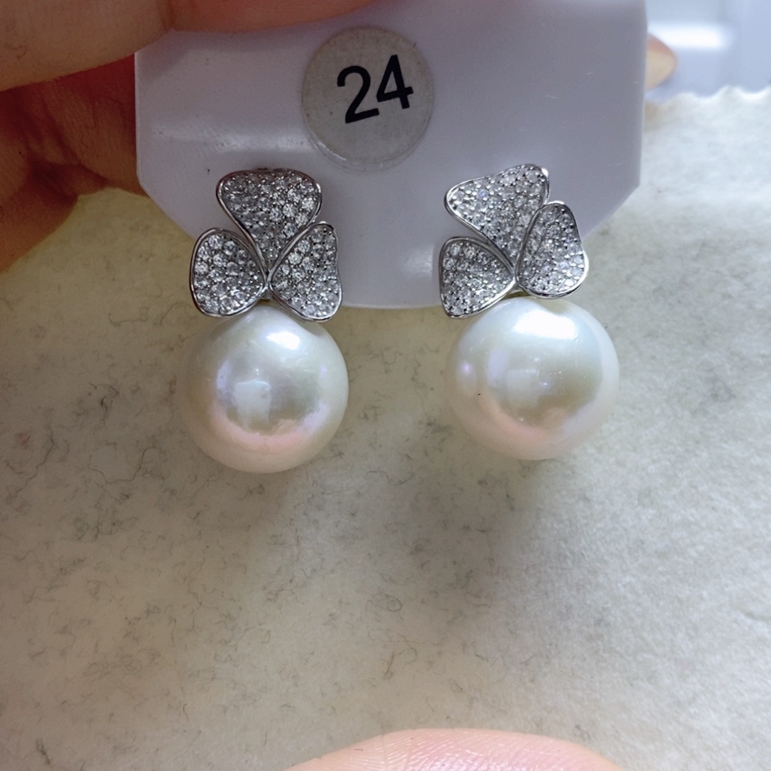 淡水珍珠耳饰银S925镶嵌