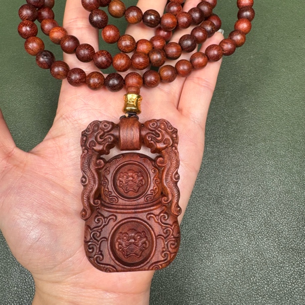 增香沉香木（0.8✖️108搭配天地回纹锁）红土沉香木精工原木雕刻
