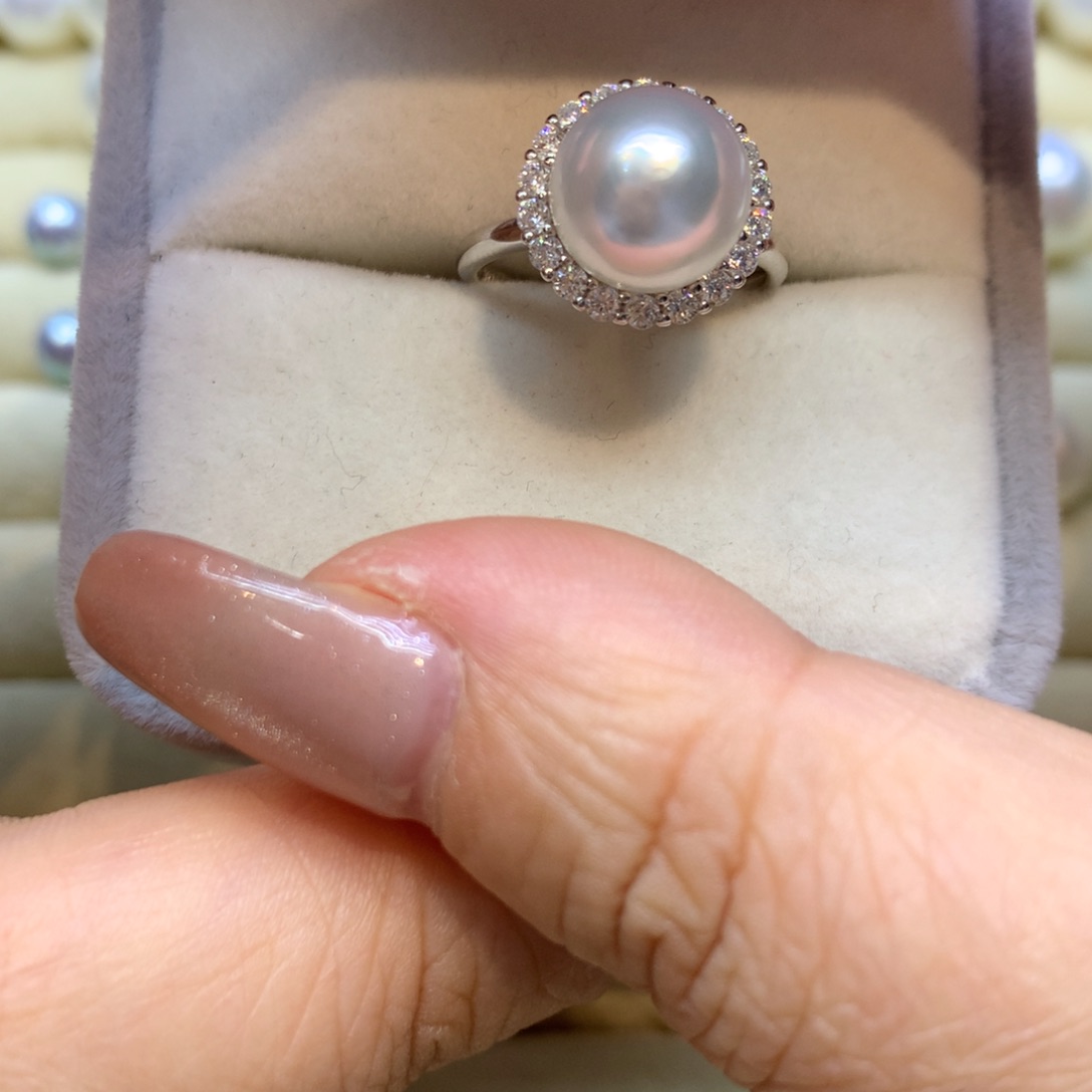 银S925镶嵌戒指海水珍珠