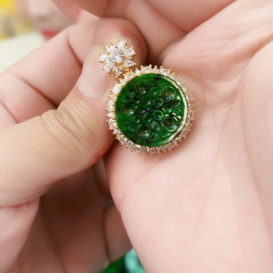 翡翠银S925镶嵌颈饰吊坠