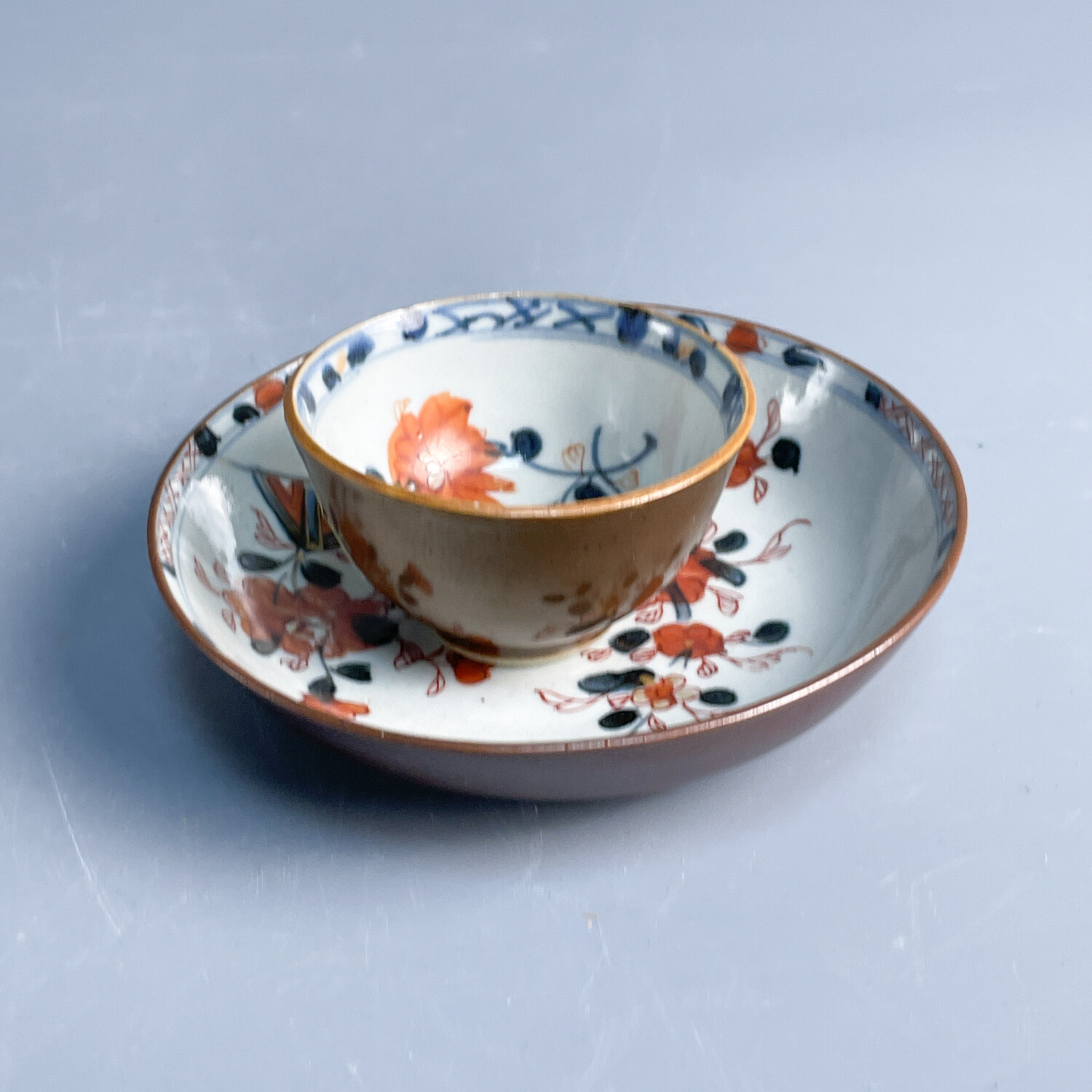 清康熙外酱釉内青花杯碟一套1-M25LI007118-02