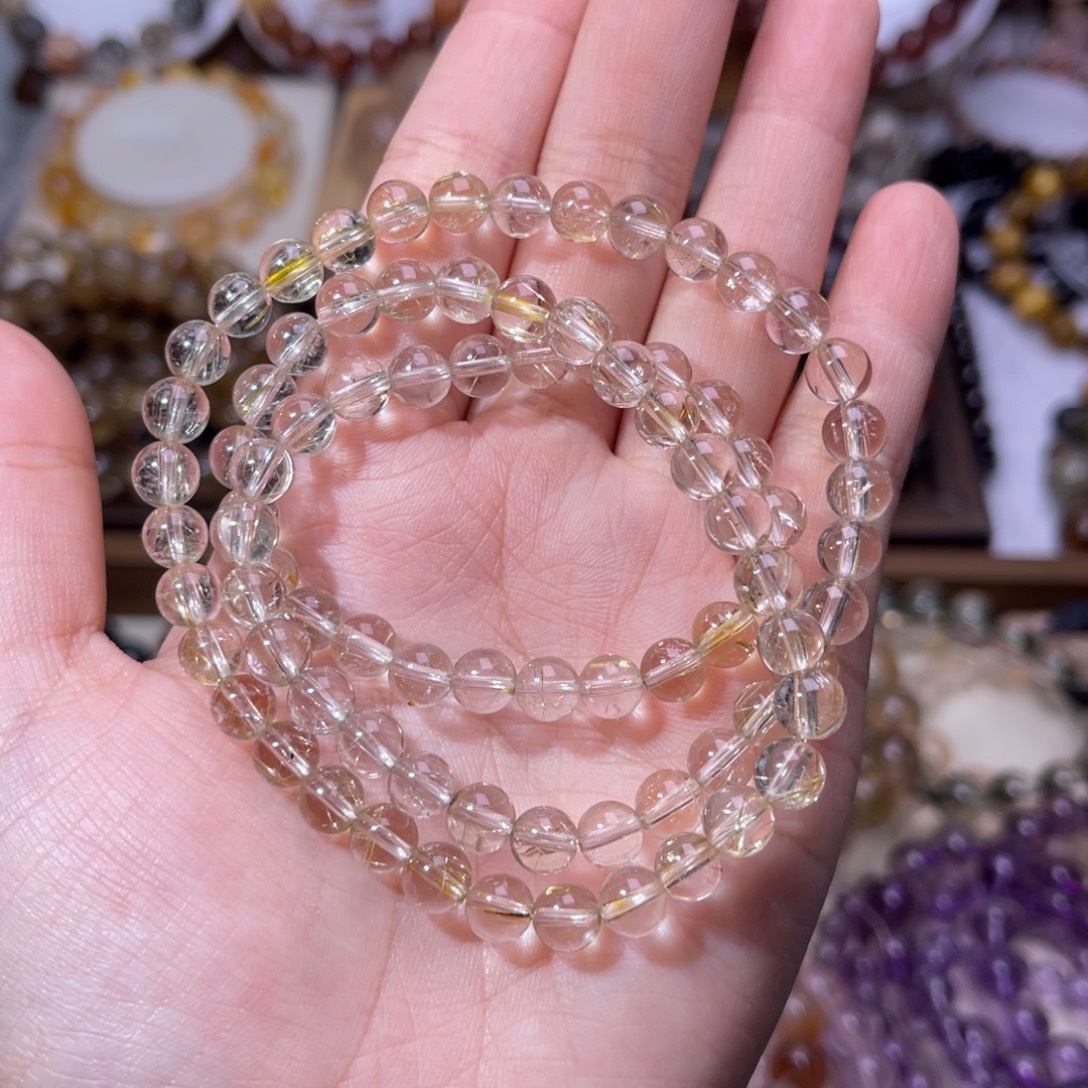 手串水晶未镶嵌冰透多圈金发晶