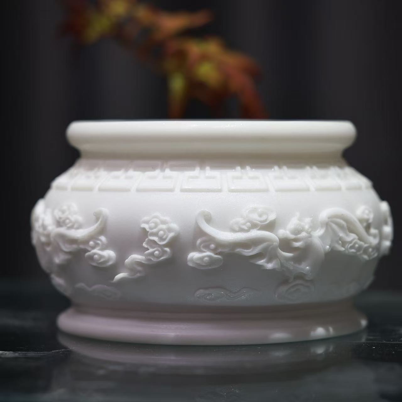 汉白玉工艺品香炉摆件