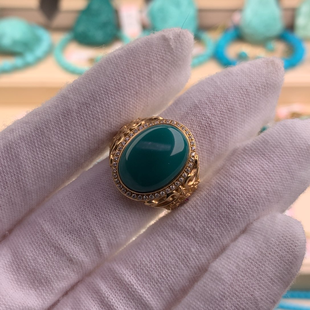 绿松石珠宝奇石18K金镶嵌零**十