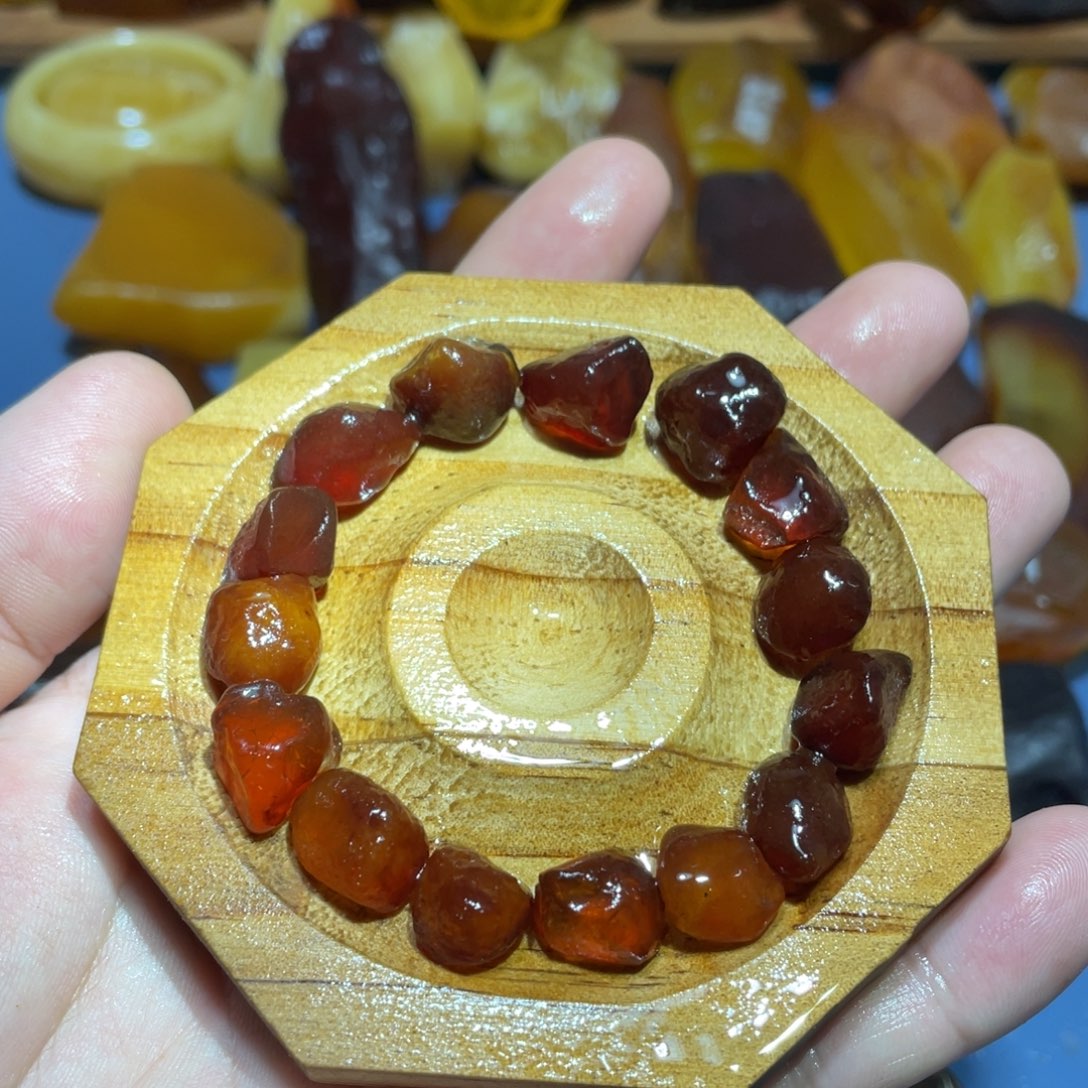 定制蜜蜡未镶嵌原石籽 料手串