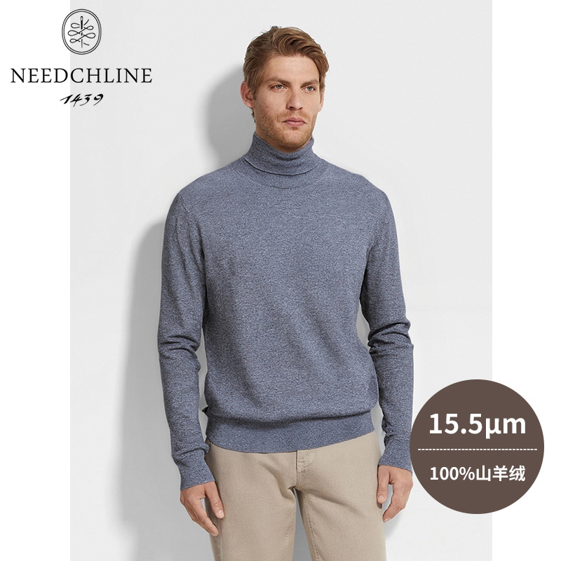 NEEDCHLINE高领精纺羊绒衫100％纯山羊绒68支3股康赛妮抗起球