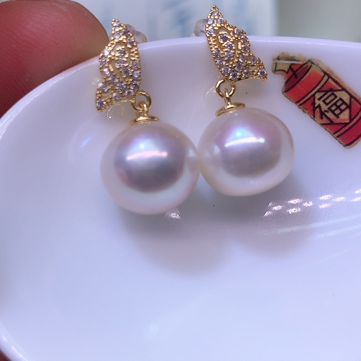 银S925镶嵌耳饰淡水珍珠