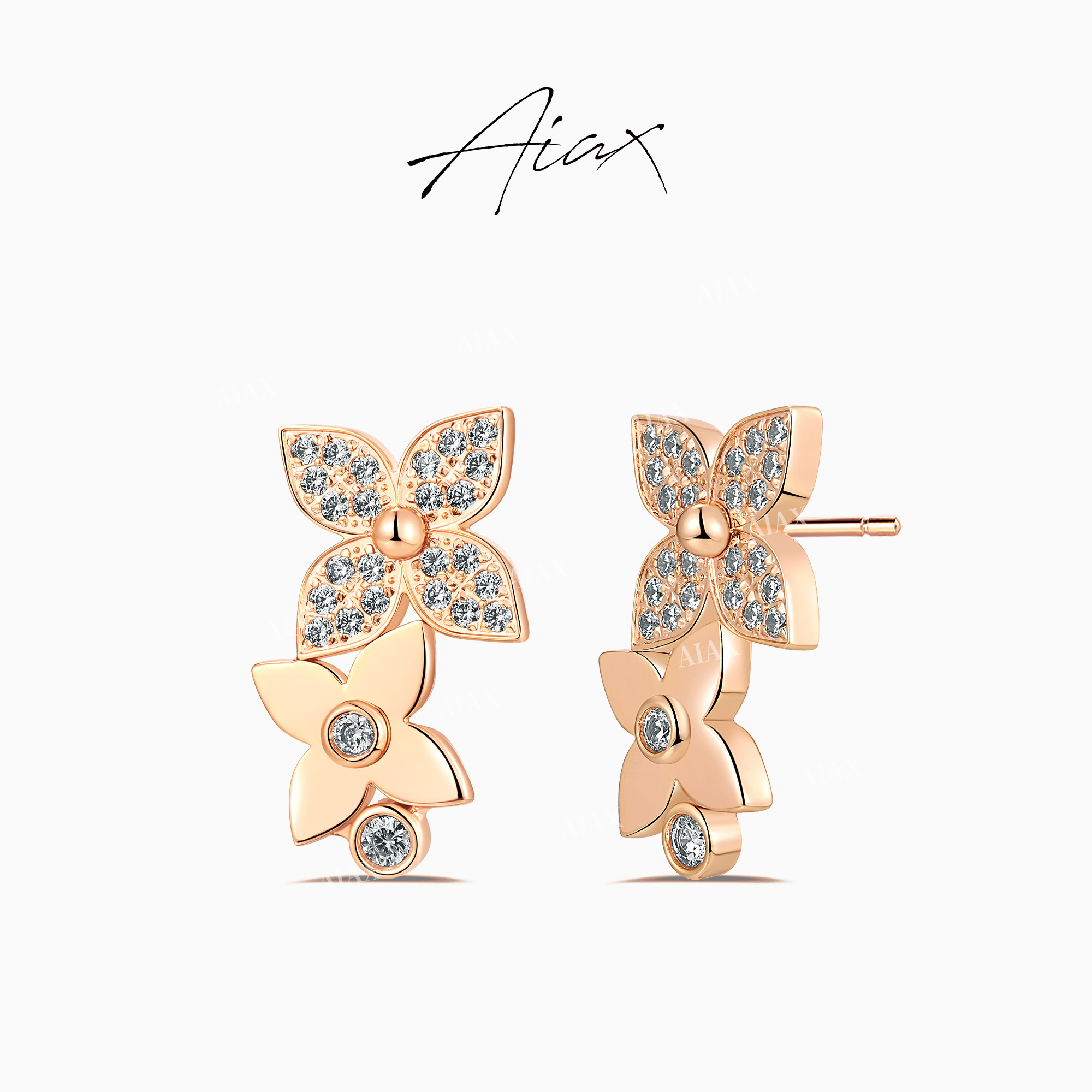 铜合金合成锆石耳饰 AIAX 轻奢时尚百搭精致经典老花耳环TSL1745