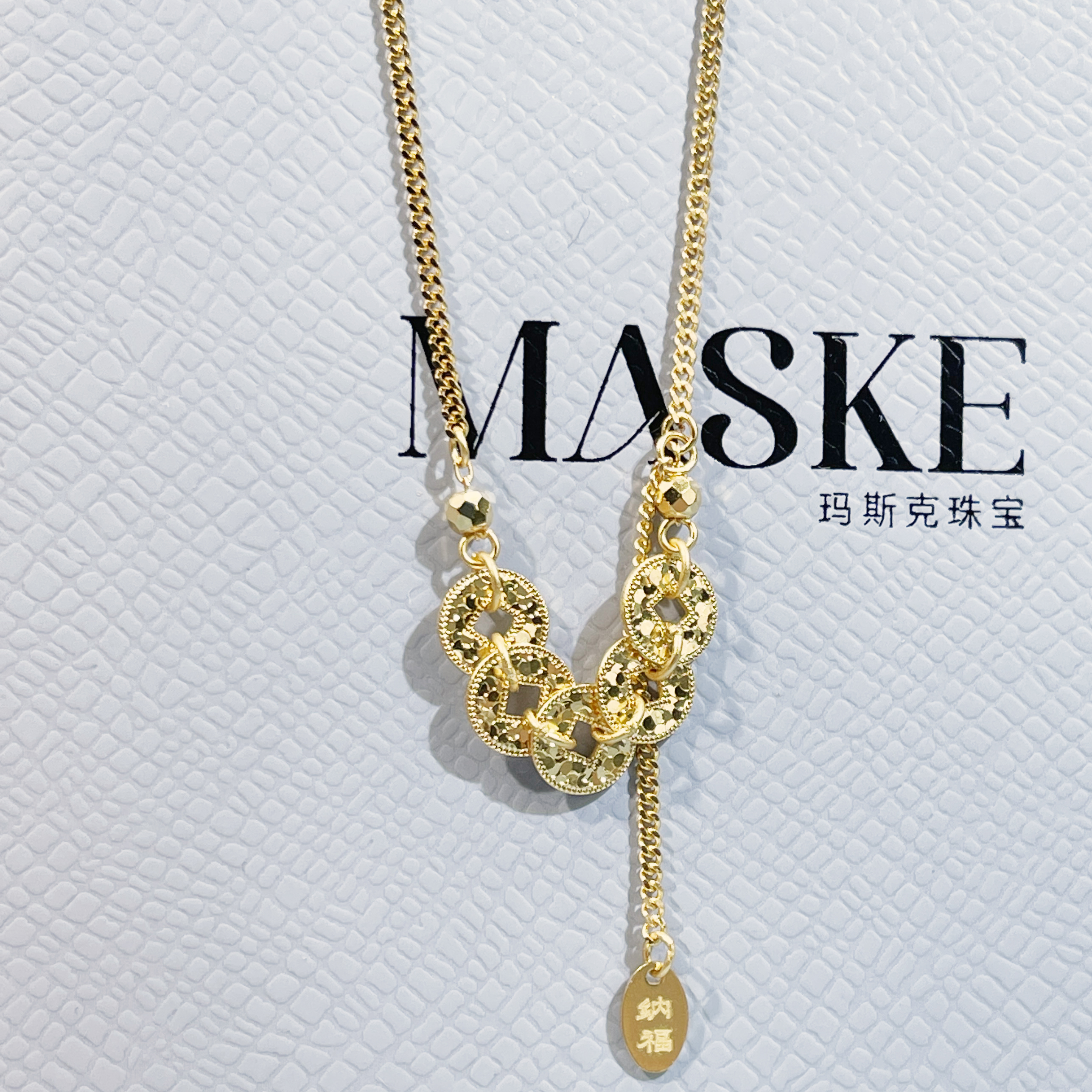 坠链均925银 925银铜钱轻奢高级感女项链侣送礼套链礼物