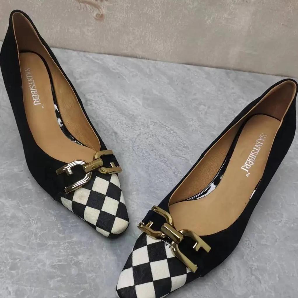 GD棋盘高跟鞋女鞋浅口气质职业单鞋时装鞋女CK1208-200