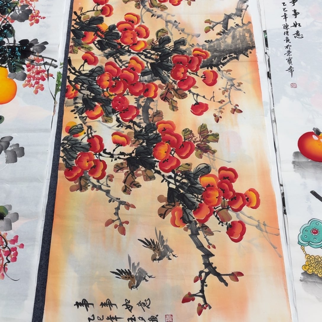 国画140×70手绘画画画