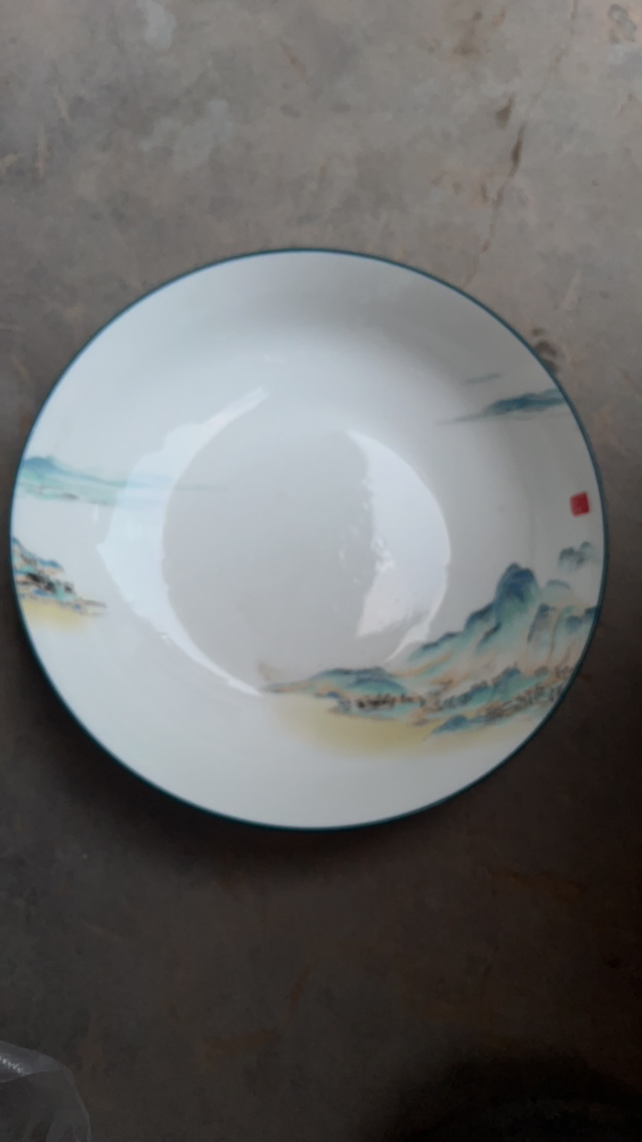山水画家用盘子一对